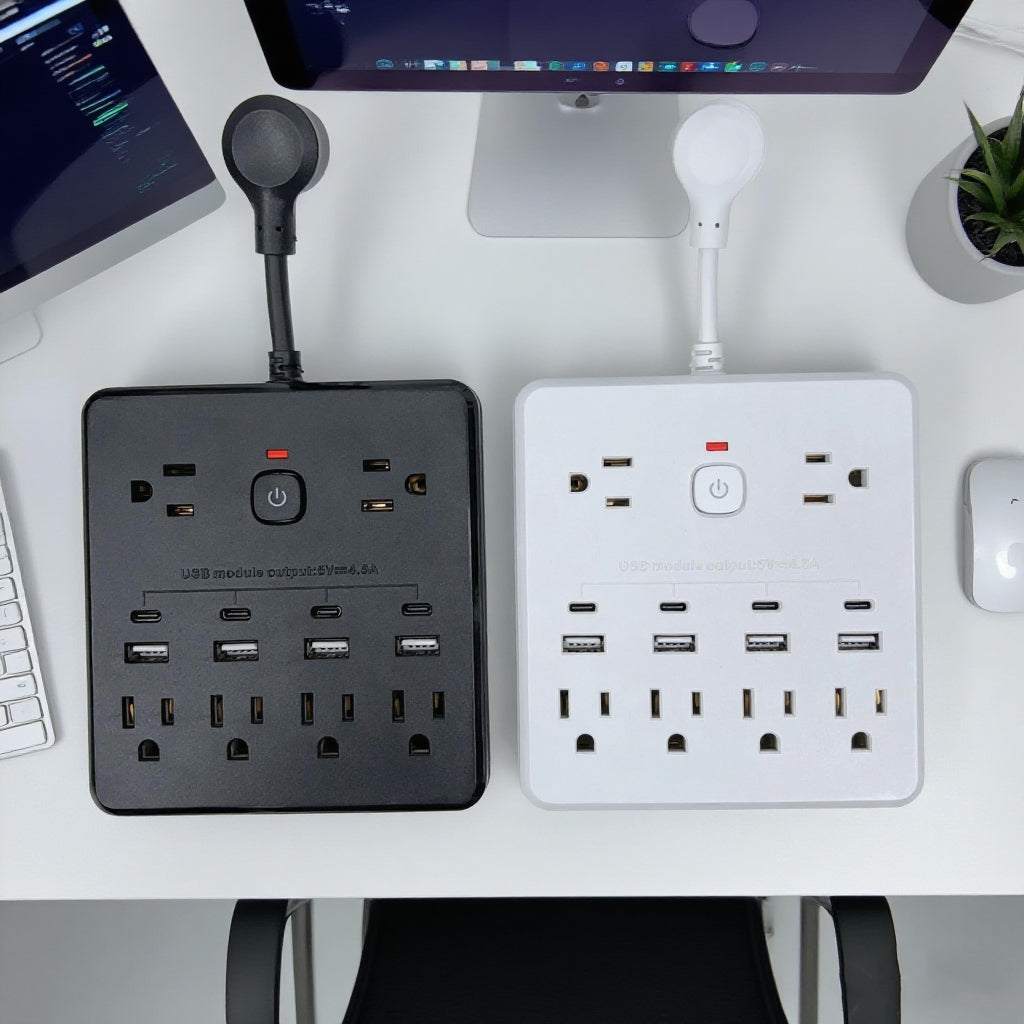 0.08米延长线转换插座，美国标准电源插座，适用于家庭，办公，学校宿舍，酒店。