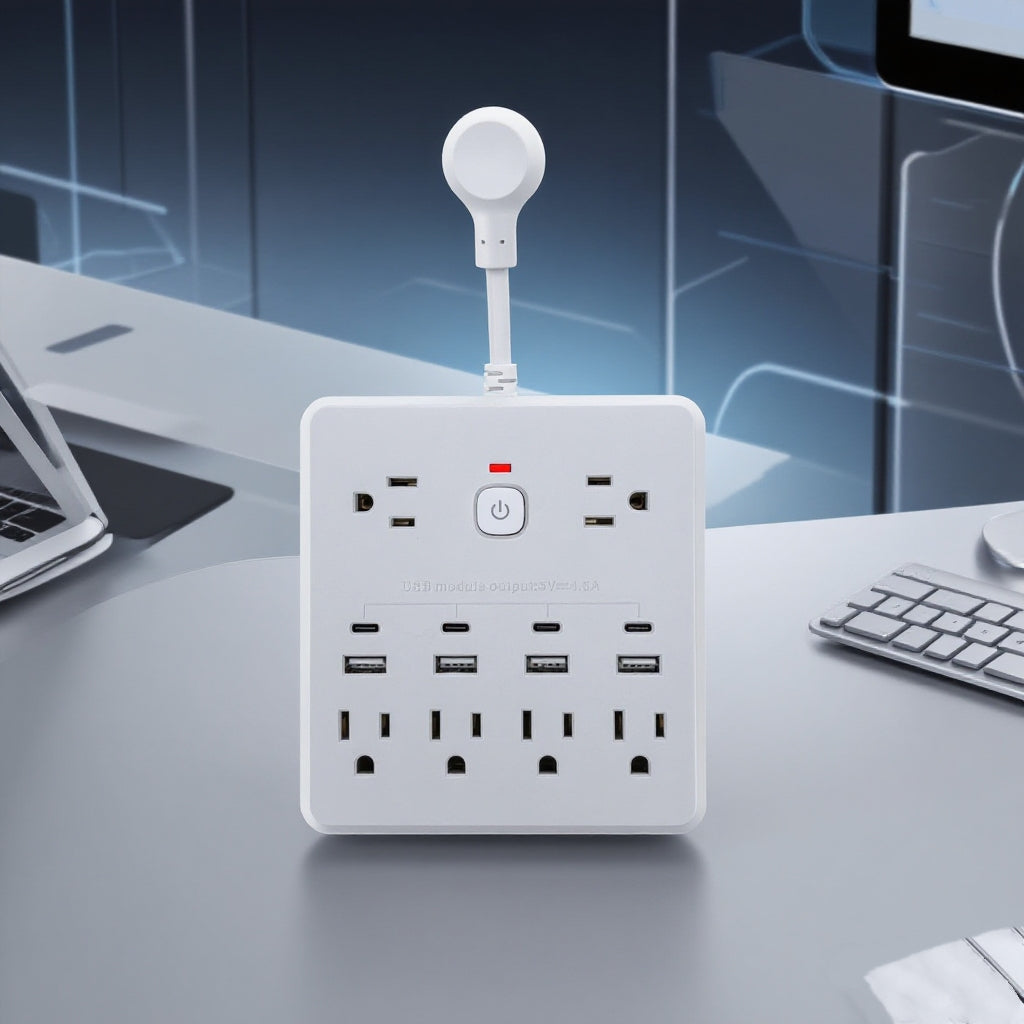 0.08米延长线转换插座，美国标准电源插座，适用于家庭，办公，学校宿舍，酒店。