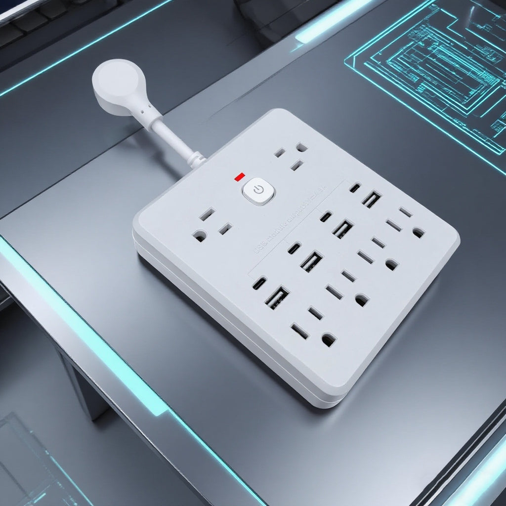 0.08米延长线转换插座，美国标准电源插座，适用于家庭，办公，学校宿舍，酒店。