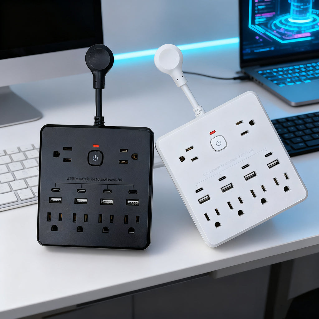 0.08米延长线转换插座，美国标准电源插座，适用于家庭，办公，学校宿舍，酒店。