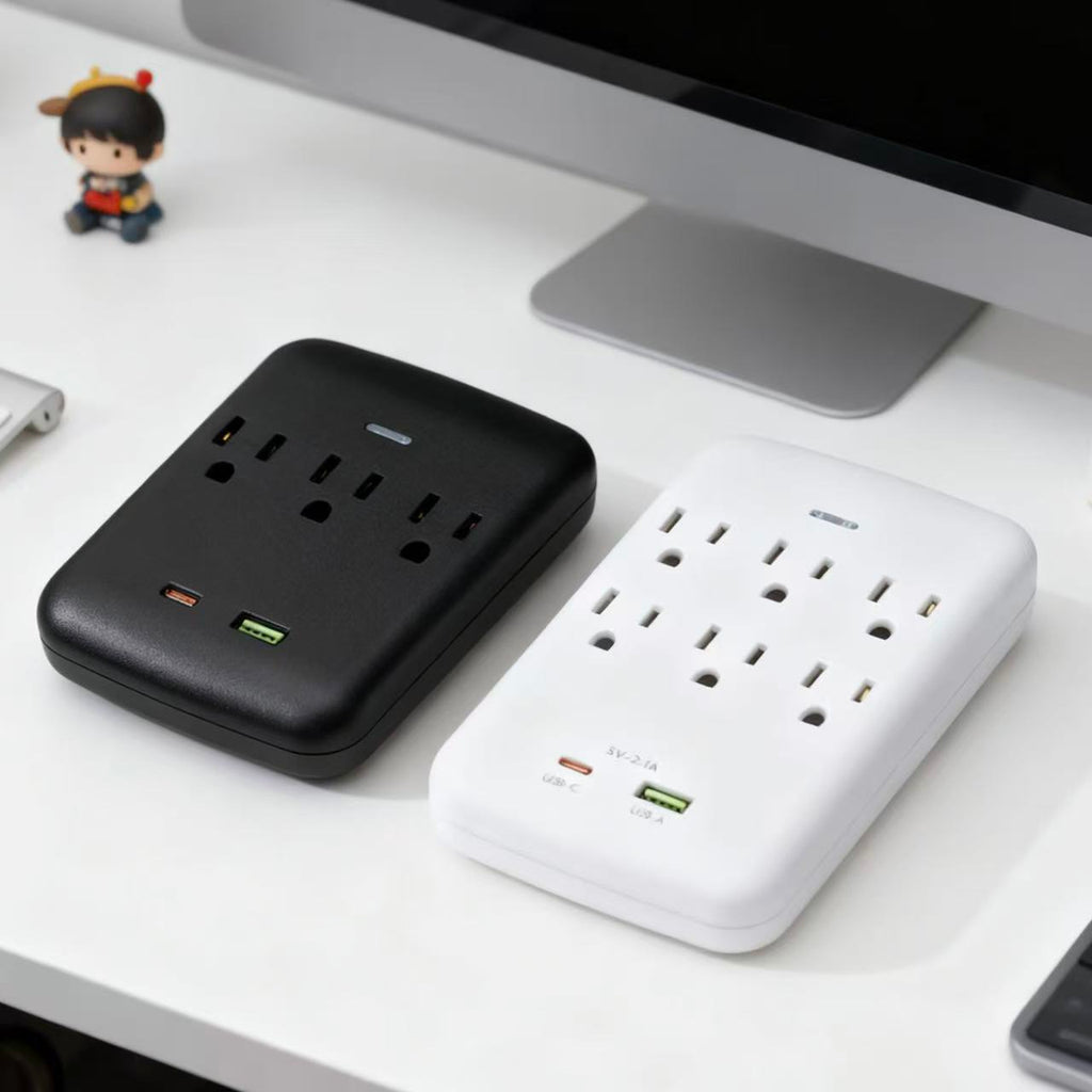 美国标准转换插座，一转五孔，一转八孔带USB，旅行便携转换插座，110V~240V宽电压。