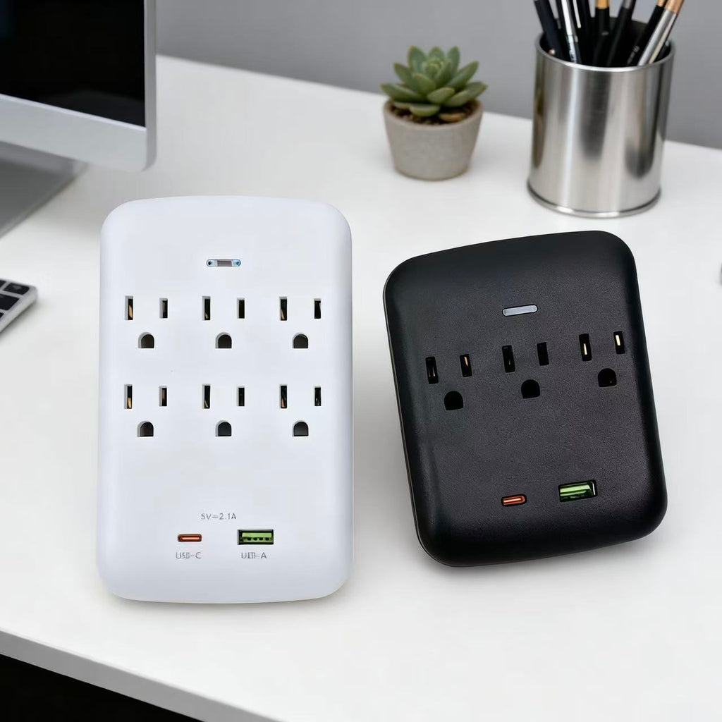 美国标准转换插座，一转五孔，一转八孔带USB，旅行便携转换插座，110V~240V宽电压。