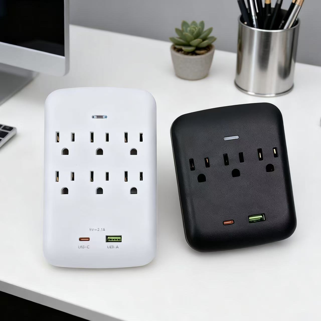 美国标准转换插座，一转五孔，一转八孔带USB，旅行便携转换插座，110V~240V宽电压。