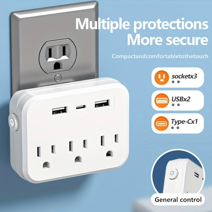 110V~240V宽电压，美国标准转换插座，一转六旅行便携转换插座。