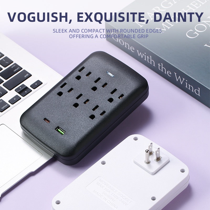 美国标准转换插座，一转五孔，一转八孔带USB，旅行便携转换插座，110V~240V宽电压。