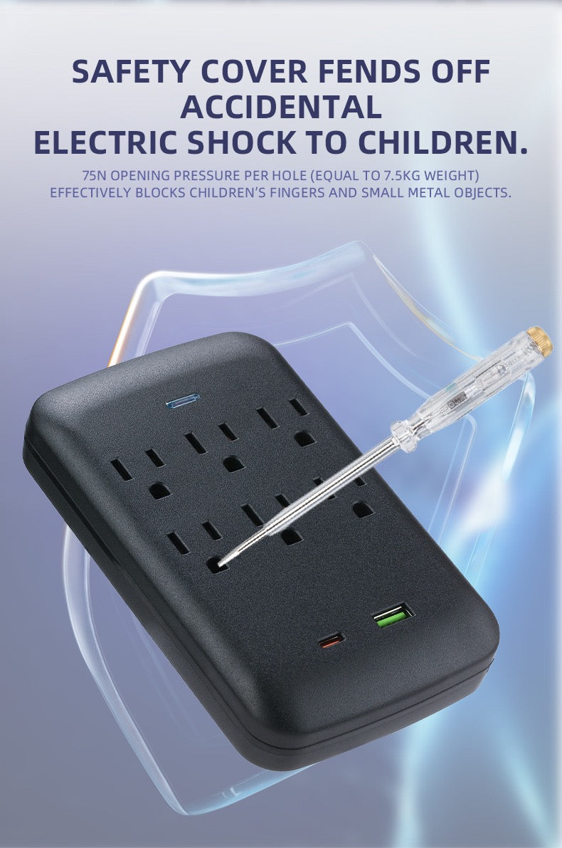 美国标准转换插座，一转五孔，一转八孔带USB，旅行便携转换插座，110V~240V宽电压。