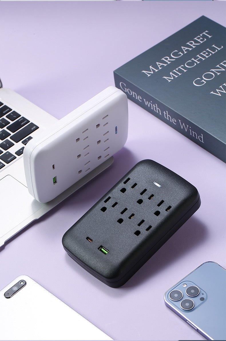 美国标准转换插座，一转五孔，一转八孔带USB，旅行便携转换插座，110V~240V宽电压。