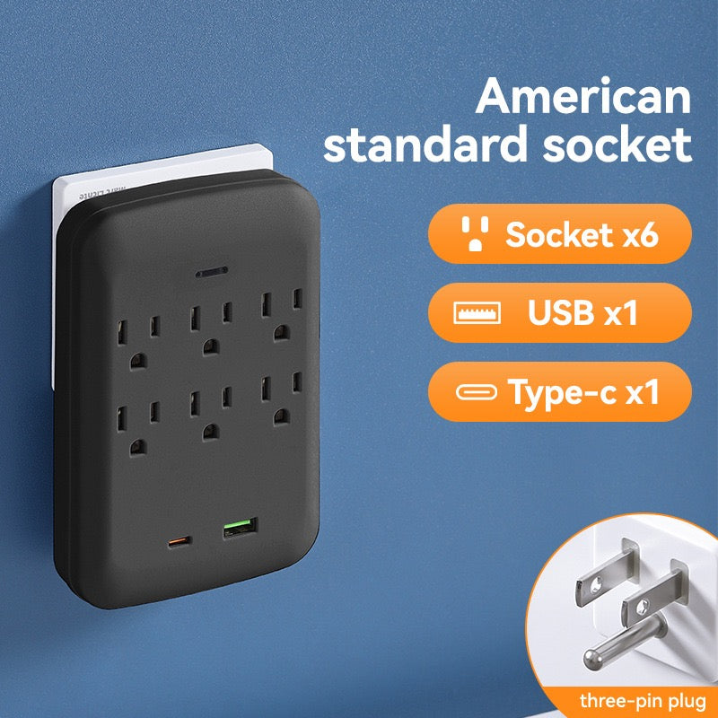 美国标准转换插座，一转五孔，一转八孔带USB，旅行便携转换插座，110V~240V宽电压。