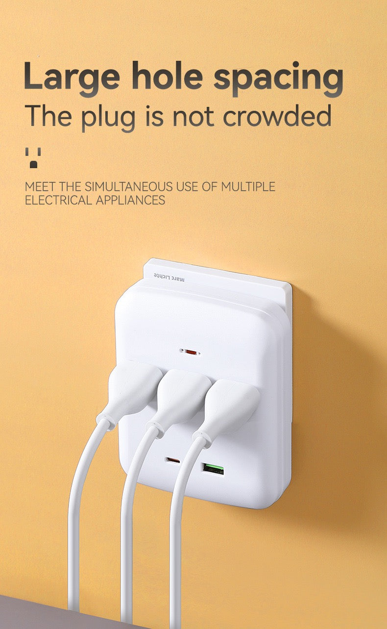 美国标准转换插座，多功能插座扩展器USB墙充 - 带2个插座和4个USB端口，浪涌保护，适用于邮轮旅行，酒店，大学宿舍，白色，