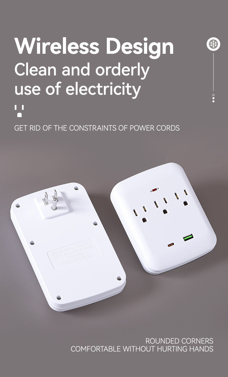 美国标准转换插座，多功能插座扩展器USB墙充 - 带2个插座和4个USB端口，浪涌保护，适用于邮轮旅行，酒店，大学宿舍，白色，